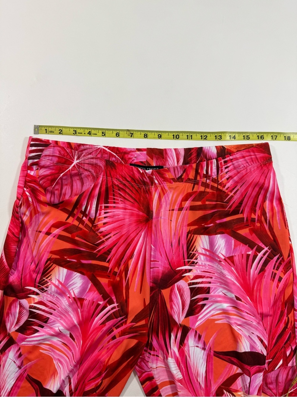 Boston Proper Pocket Palazzo Pants Red Pink Palm Print - Picture 7 of 9
